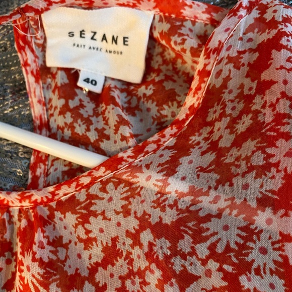 Sezane Red Midi Dress with Bishop Sleeves - Picture 6 of 6